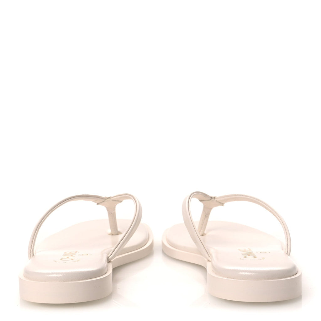 Goatskin CC Times Square Thong Sandals 37 Beige