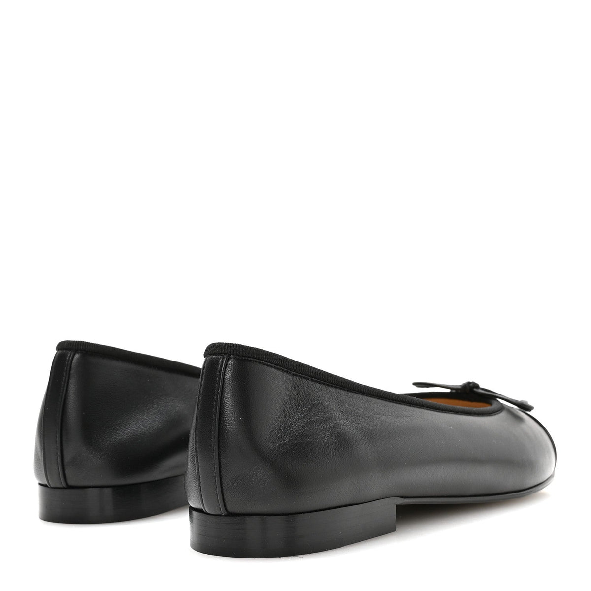Lambskin Patent Cap Toe Ballerina Flats 39.5 Black
