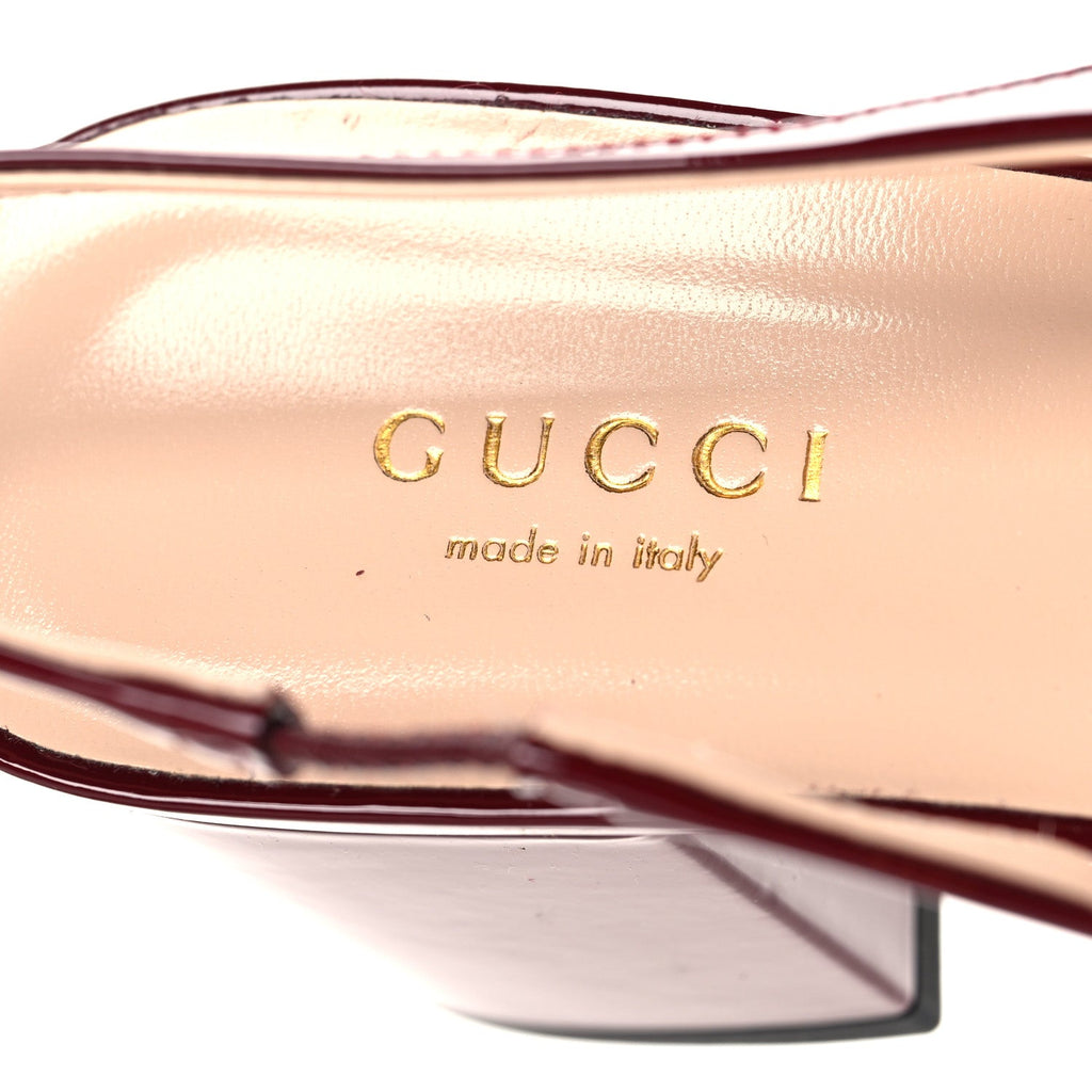 Vernice Crystal Horsebit Charlotte 42mm Slingback Pumps 38.5 Rosso Ancora