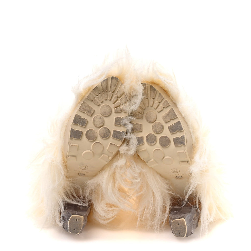 Fantasy Fur Icicle Heel Mukluks Boots 39 Ecru