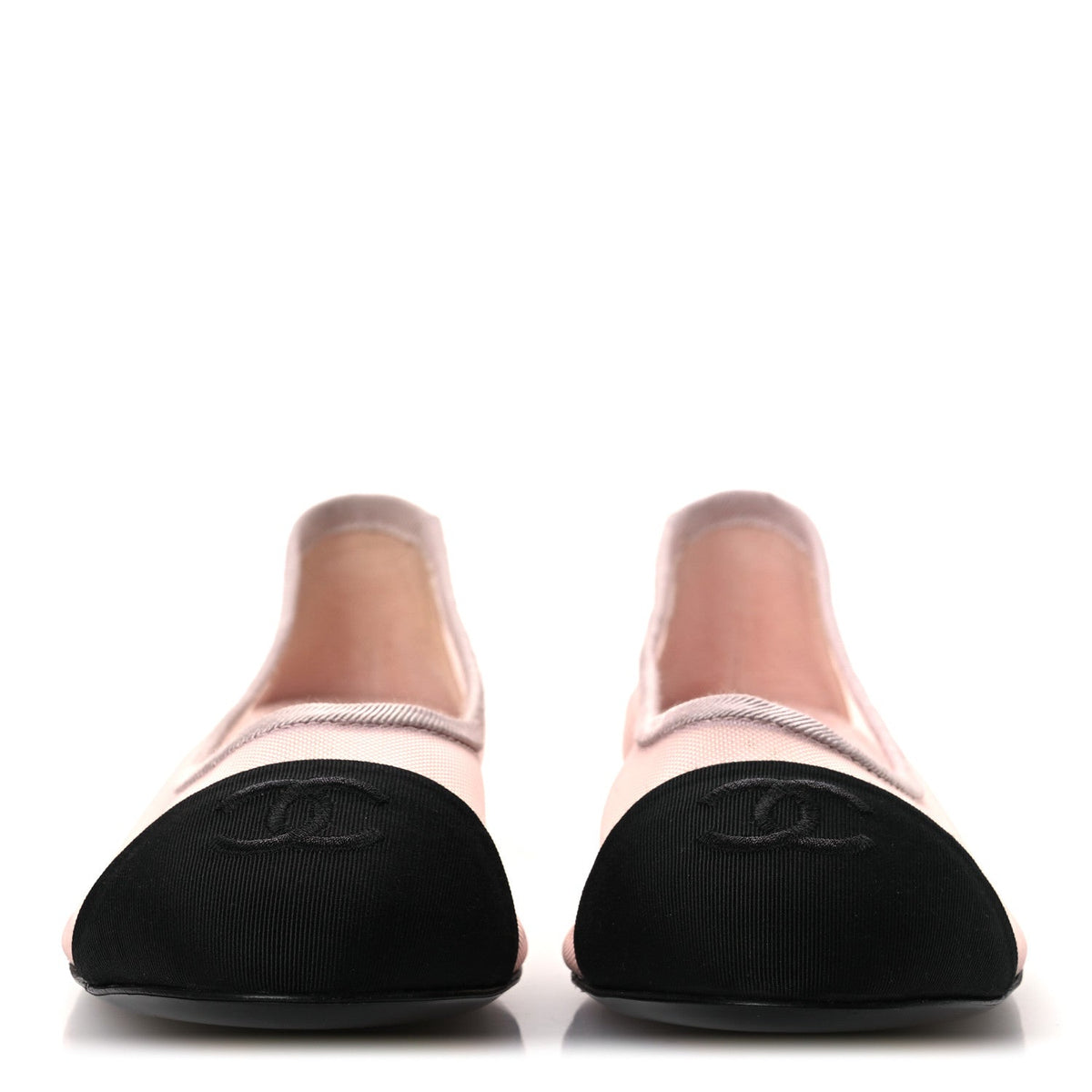 Mesh Grosgrain CC Ballerina Flats 36 Pink Black