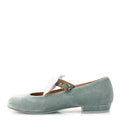 Velvet Grosgrain Bow Mary Jane Flats 37.5 Light Green White