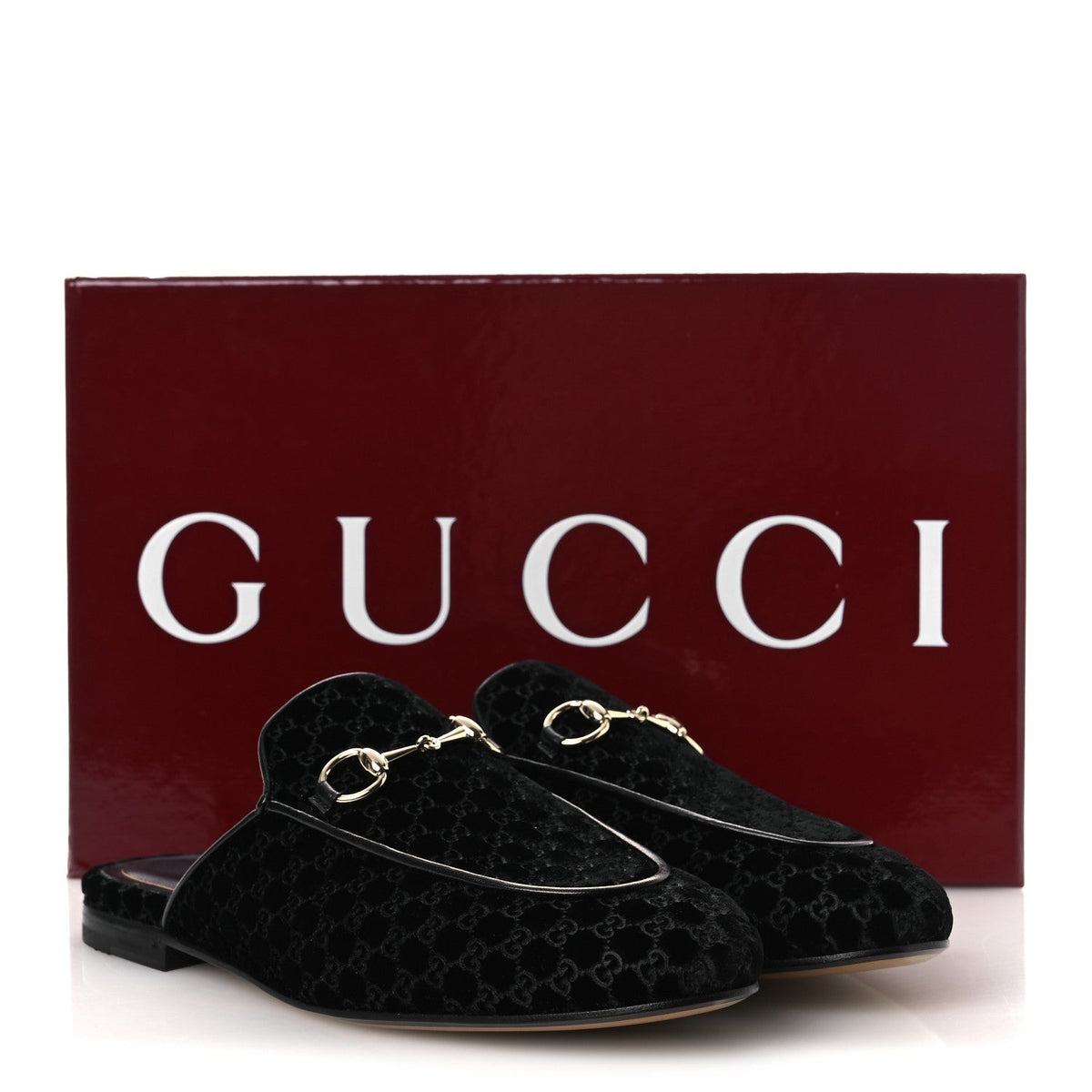 Velvet GG Monogram Womens Princetown Slippers 37.5 Black