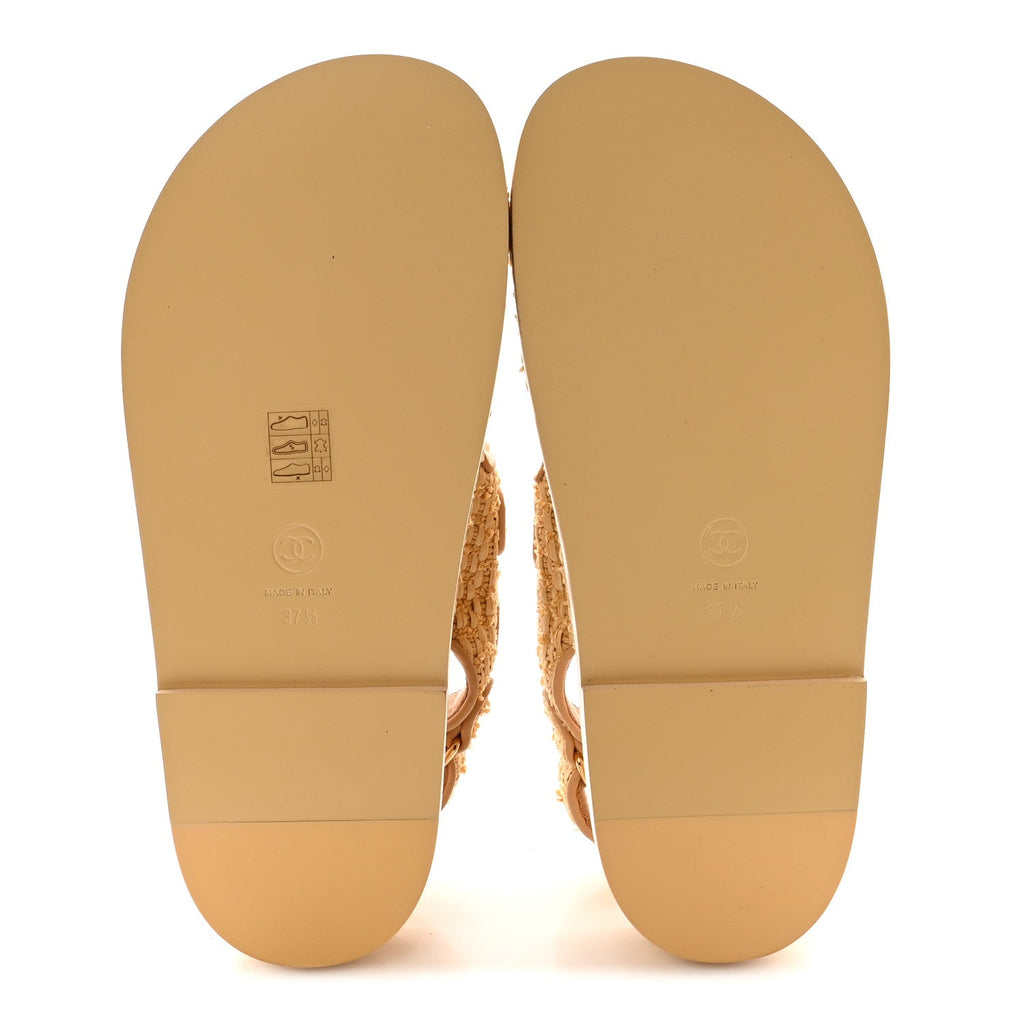 Braided Fabric Velcro Dad Sandals 37.5 Beige