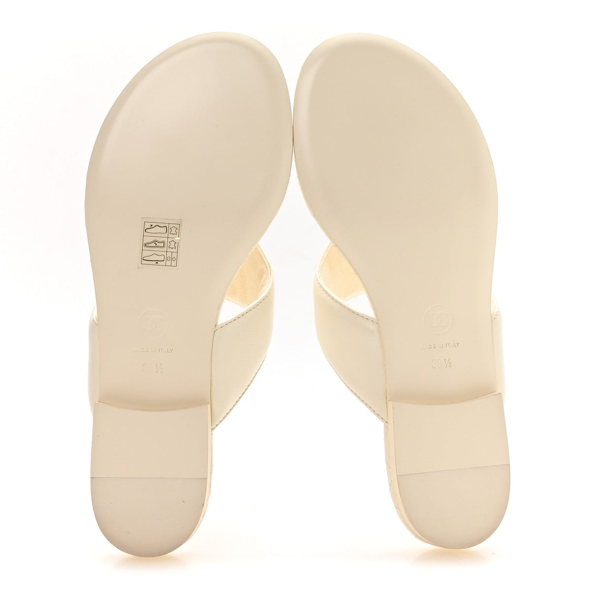 Lambskin Quilted Padded Thong Sandals 39.5 White