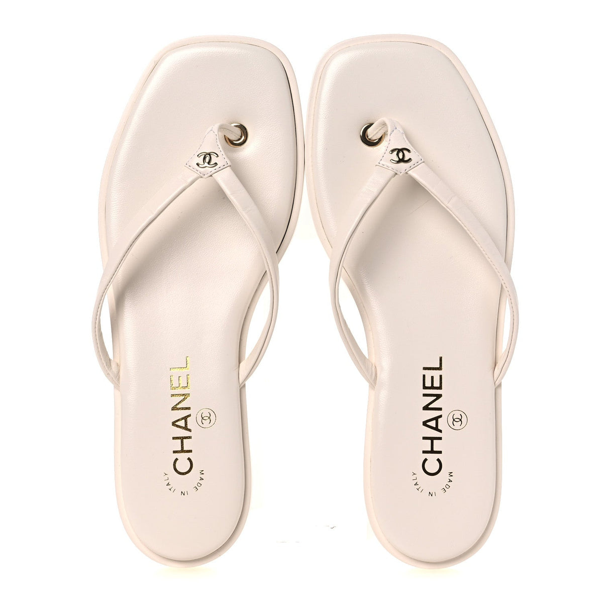 Goatskin CC Times Square Thong Sandals 38 Beige