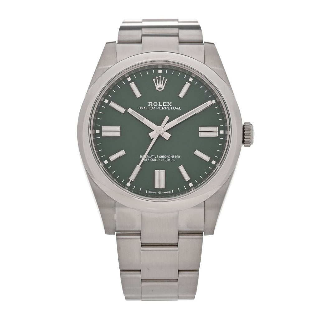 Stainless Steel 41mm Oyster Perpetual Watch Green 124300