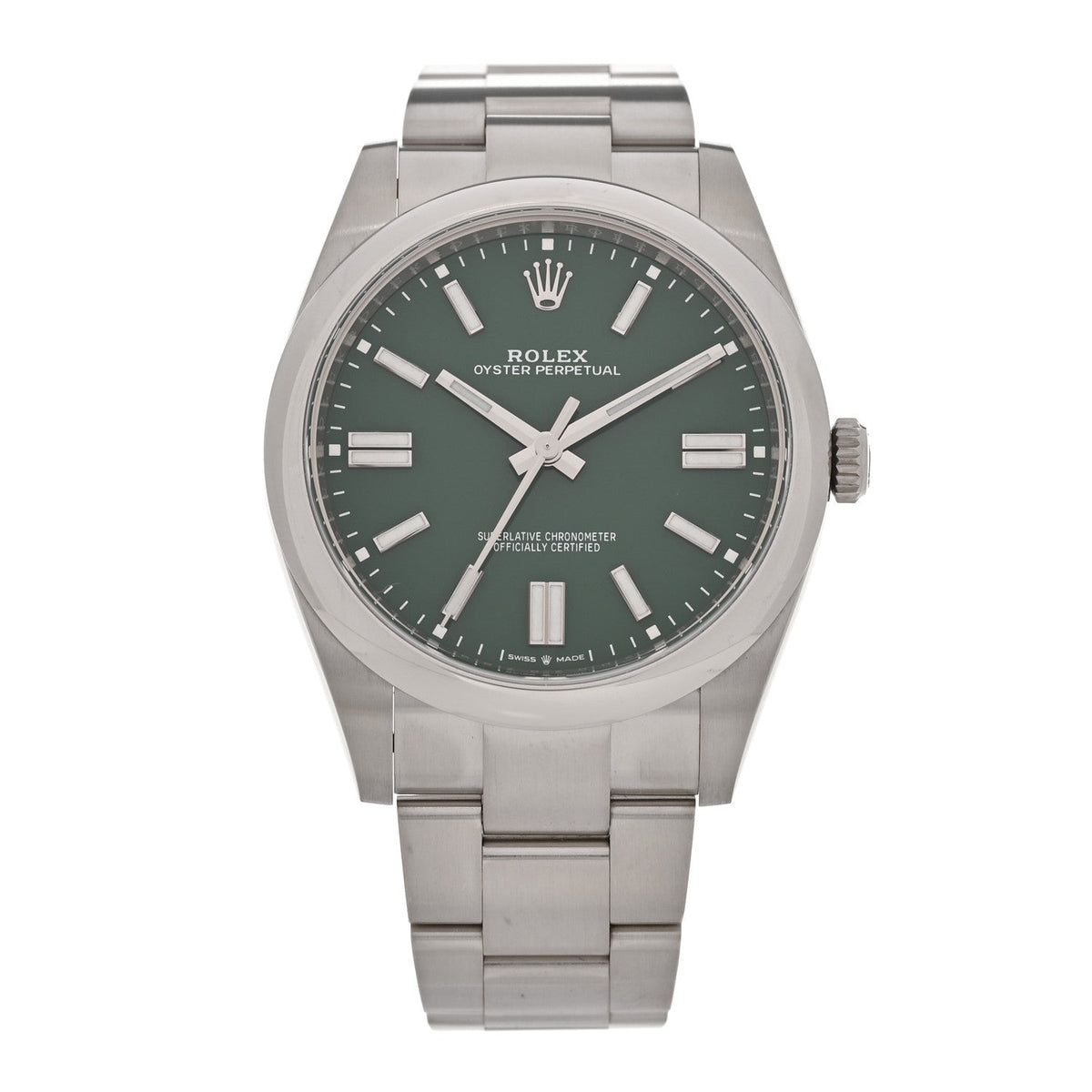 Stainless Steel 41mm Oyster Perpetual Watch Green 124300