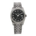 Stainless Steel 18K White Gold 36mm Oyster Perpetual Datejust Watch Black Roman 116234