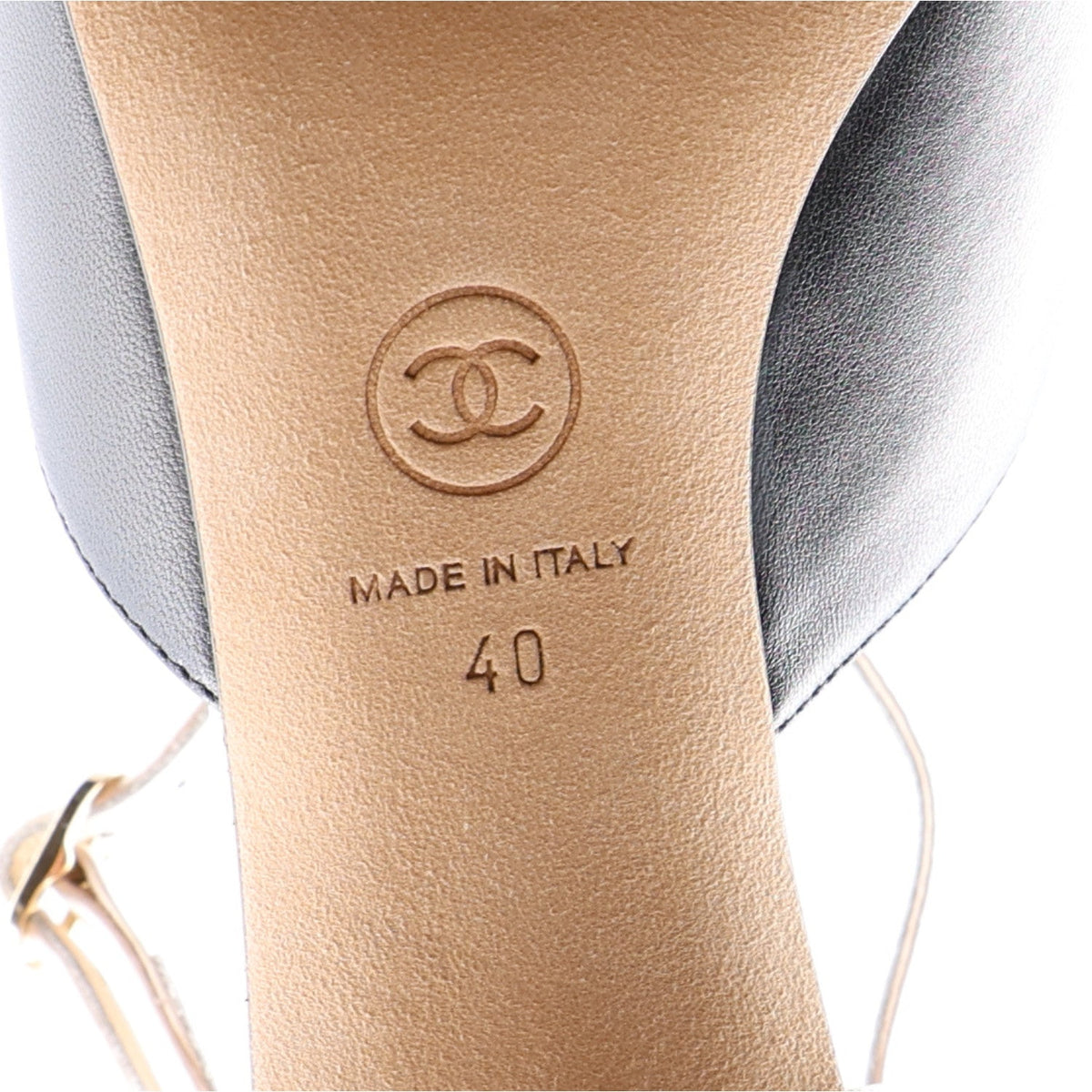 Lambskin CC Slingback Pumps 40 White Black