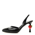 Lambskin Patent Cap Toe CC Apple Slingback Pumps 37 Black