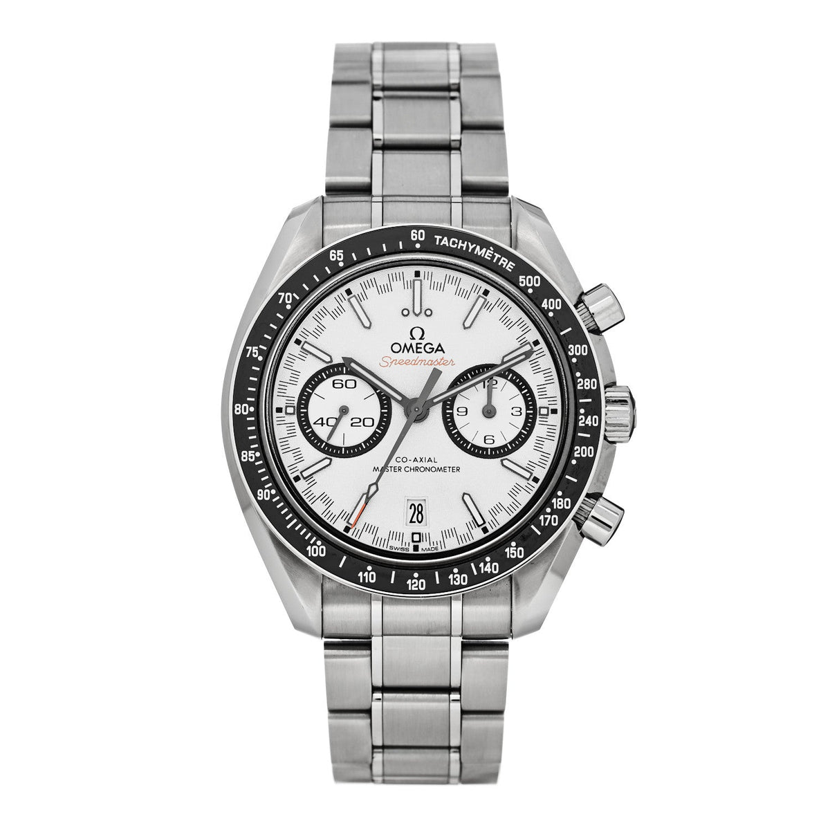 Stainless Steel 44mm Speedmaster Racing Co-Axial Master Chronometer Chronograph Automatic Watch White 329.30.44.51.04.001