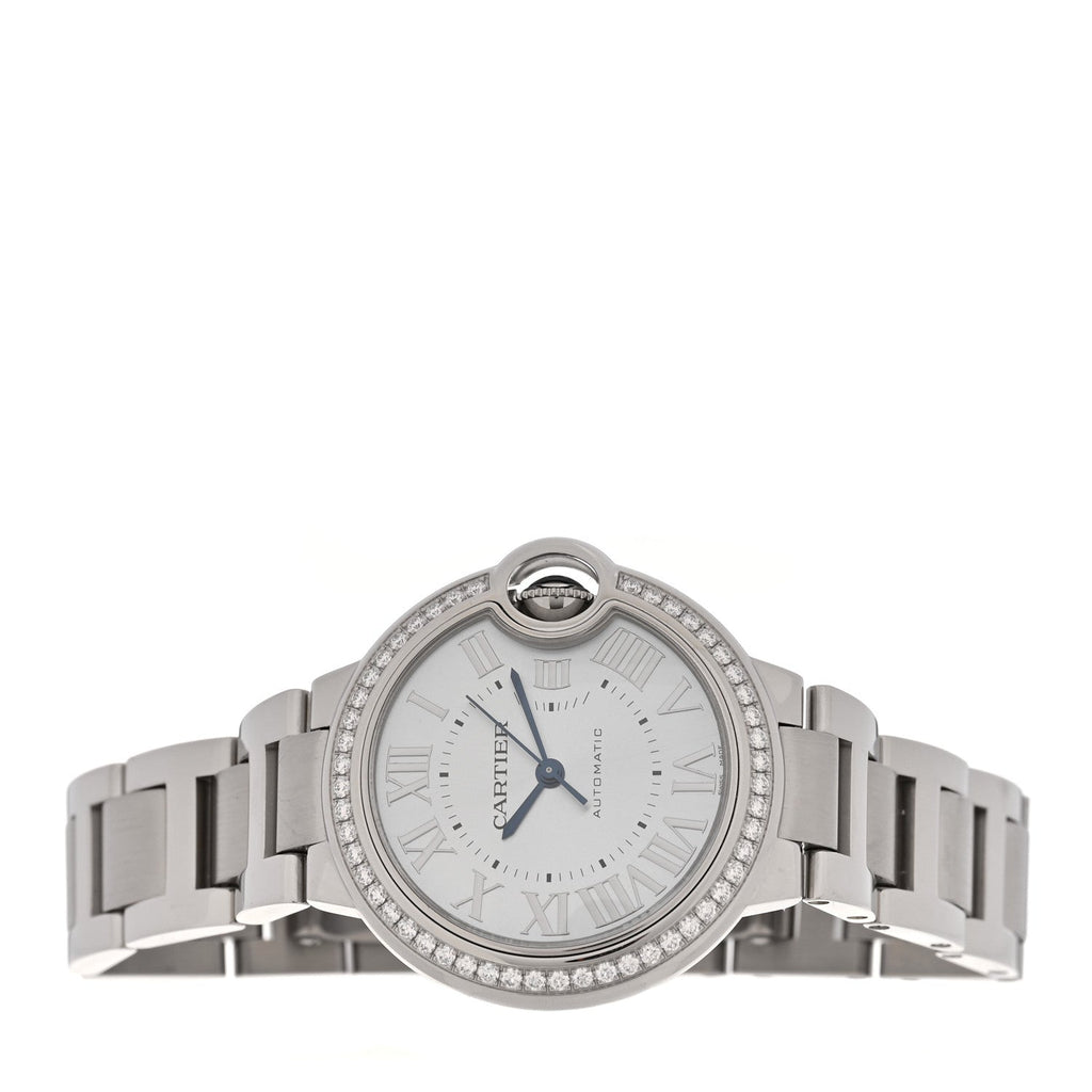 Stainless Steel Diamond Bezel 33mm Ballon Bleu De Cartier Automatic Watch Blue