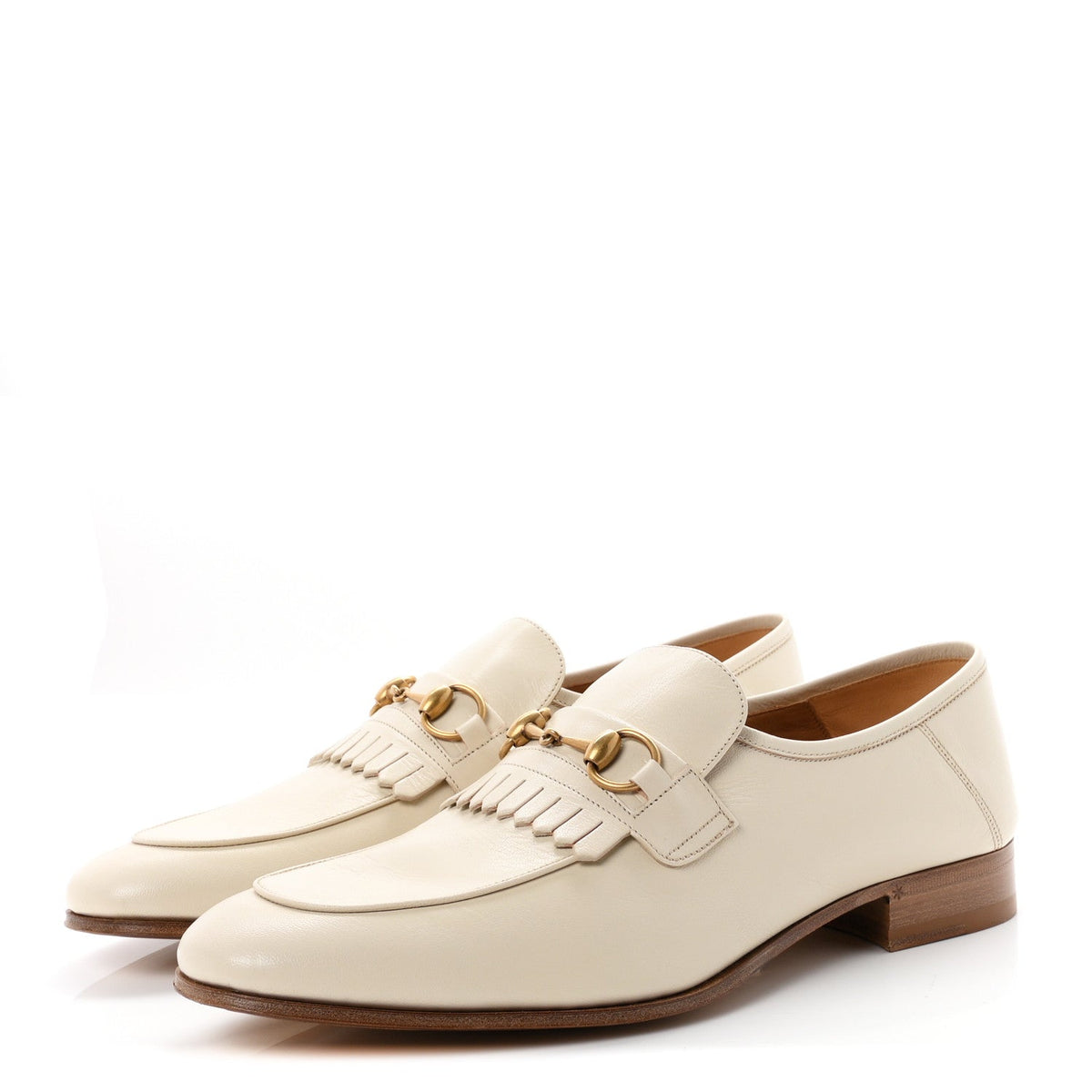 Calfskin Horsebit Fringe Mens Jordaan Loafers 10.5 Ivory