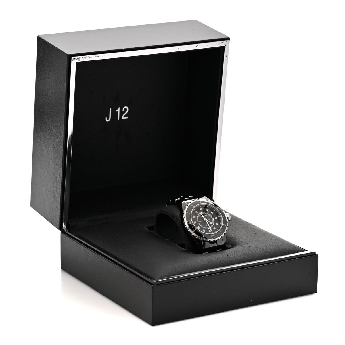 Stainless Steel Ceramic Diamond 33mm J12 Quartz Watch Black