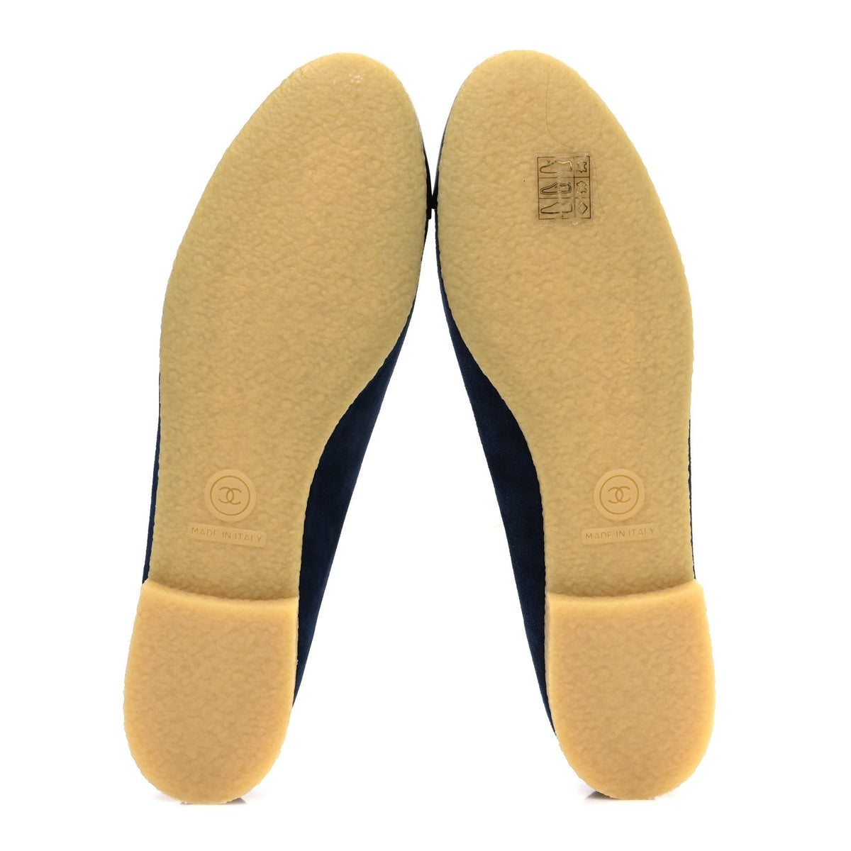 Suede Calfskin Cap Toe CC Ballerina Flats 40 Navy Black