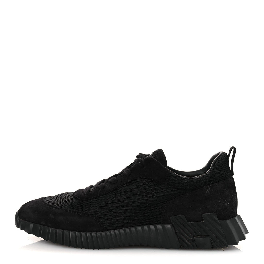 Technical Mesh Suede Goatskin Bouncing Sneakers 43 Black