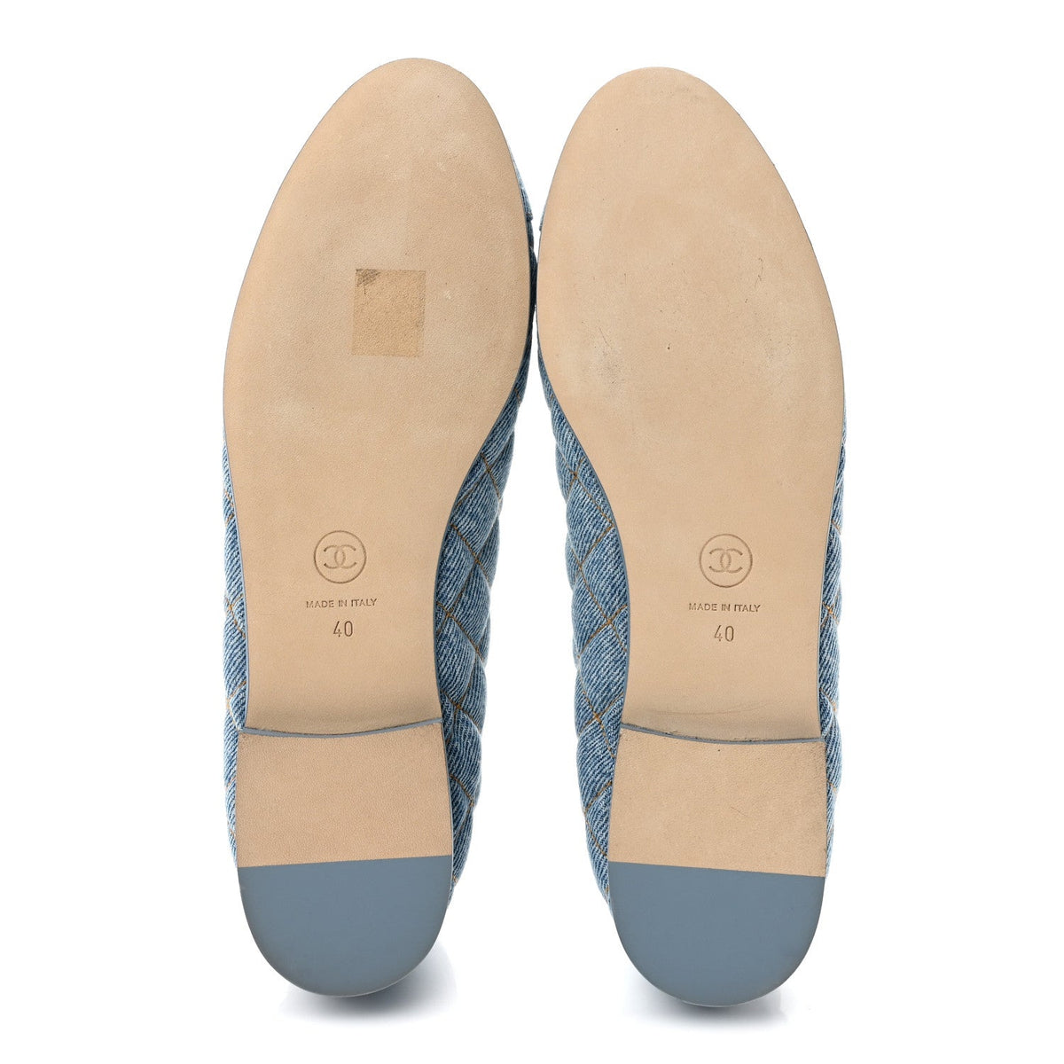Denim Quilted CC Cap Toe CC Ballerina Flats 40 Light Blue