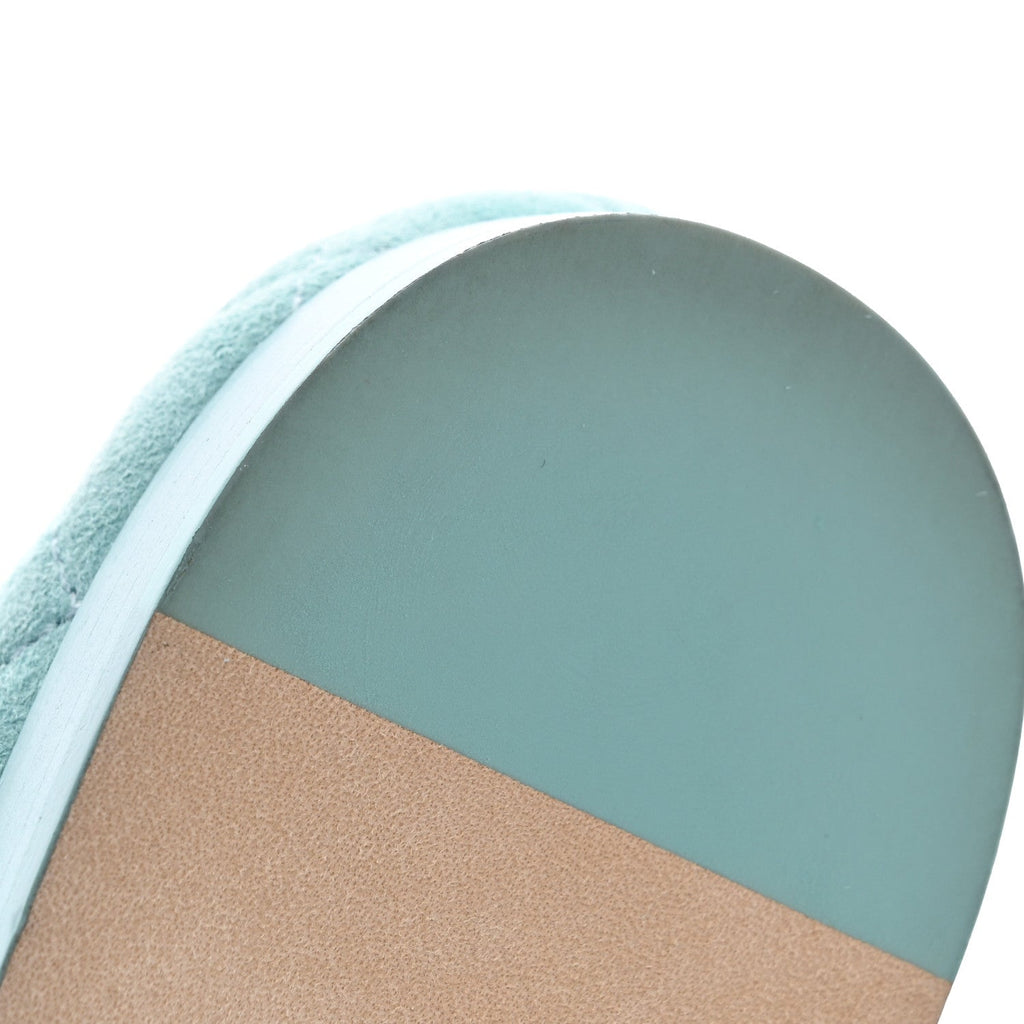 Suede Calfskin Quilted Cap Toe CC Ballerina Flats 41 Light Blue