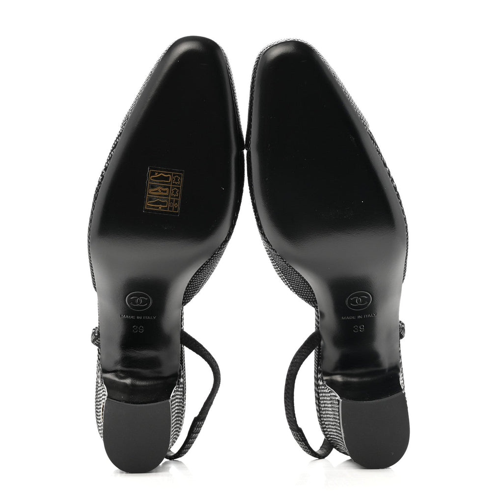Suede Kidskin Cap Toe CC Slingback Pumps 39 Black