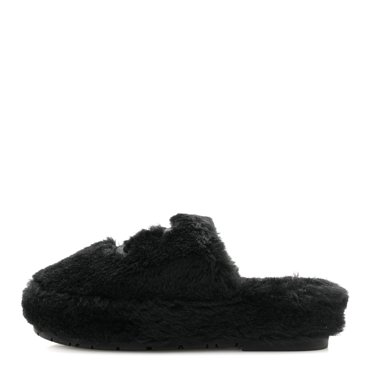 Shearling CC Flat Mules 35 Black