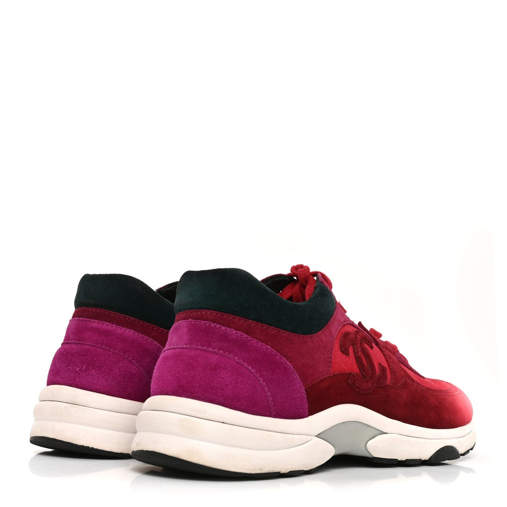 Suede Calfskin CC Sneakers 40 Burgundy Red