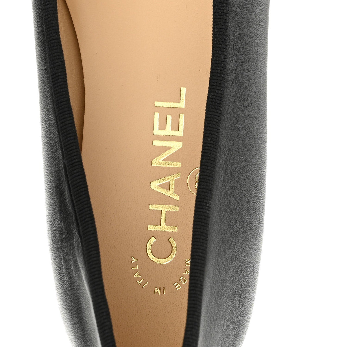 Lambskin Patent Cap Toe Ballerina Flats 37.5 Black