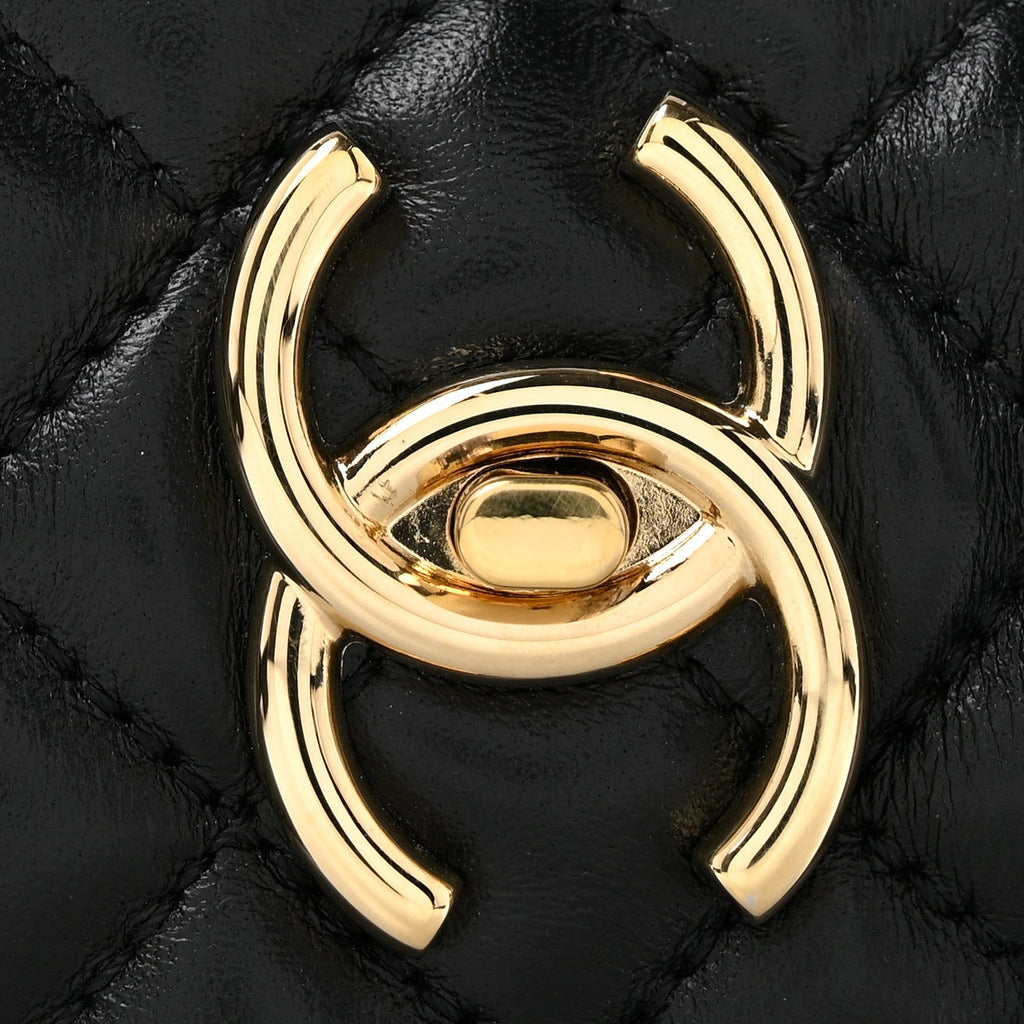Lambskin Quilted CC Turnlock Mules 39.5 Black