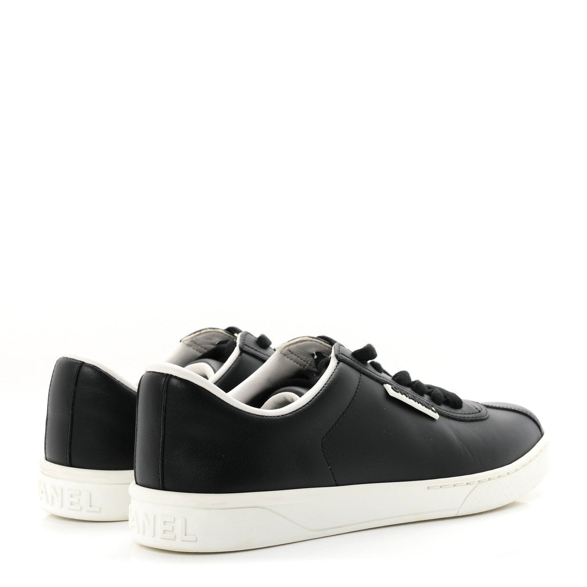 Calfskin CC Womens Uniform Sneakers 37.5 Black