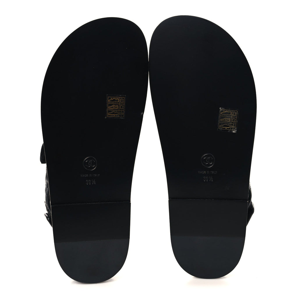 Grained Calfskin Velcro Dad Sandals 39.5 Black
