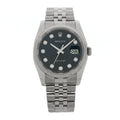 Stainless Steel 18K White Gold Diamond 36mm Oyster Perpetual Datejust Watch Blue Jubilee 116234