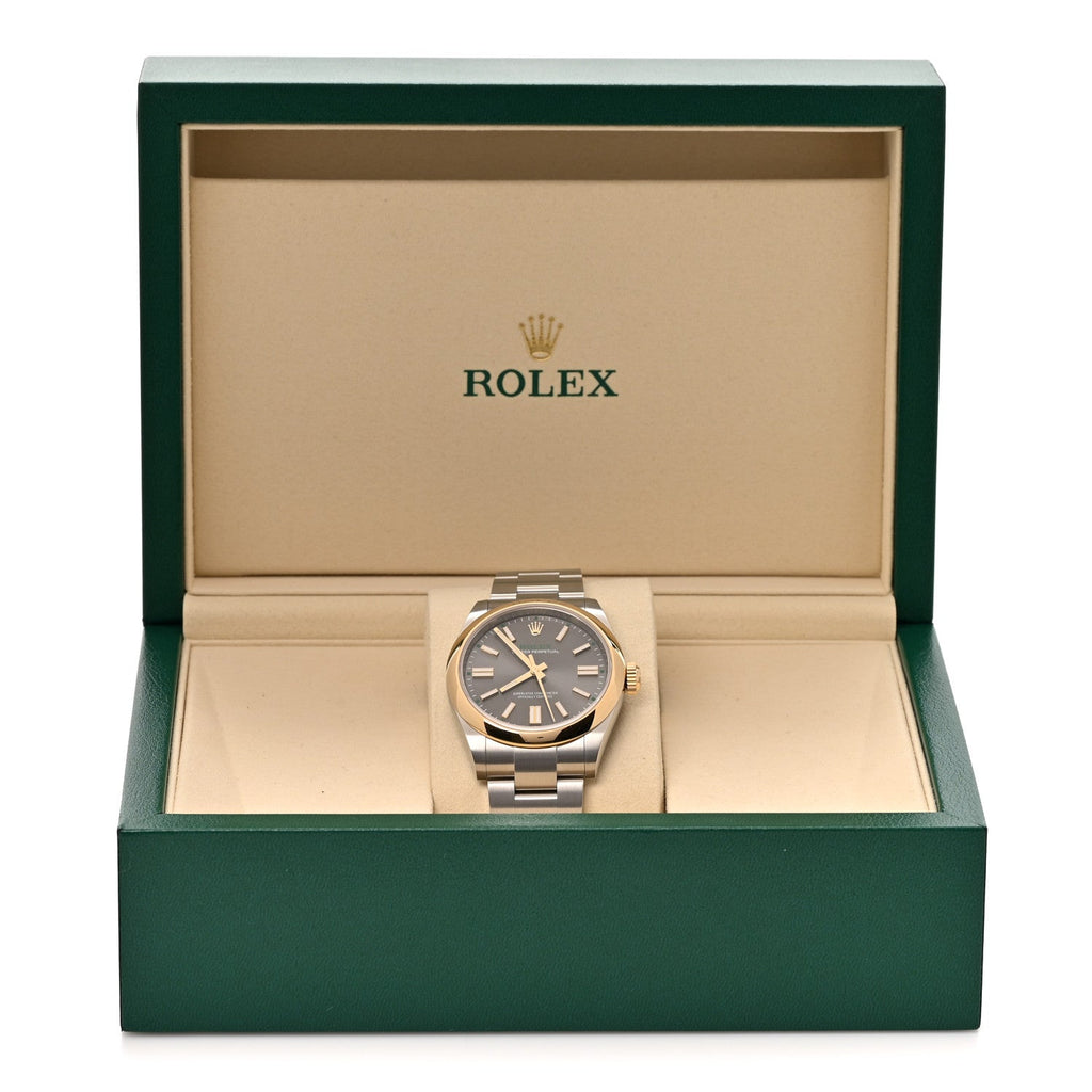 Stainless Steel 18K Yellow Gold 41mm Oyster Perpetual 100th Anniversary Watch Slate 134303