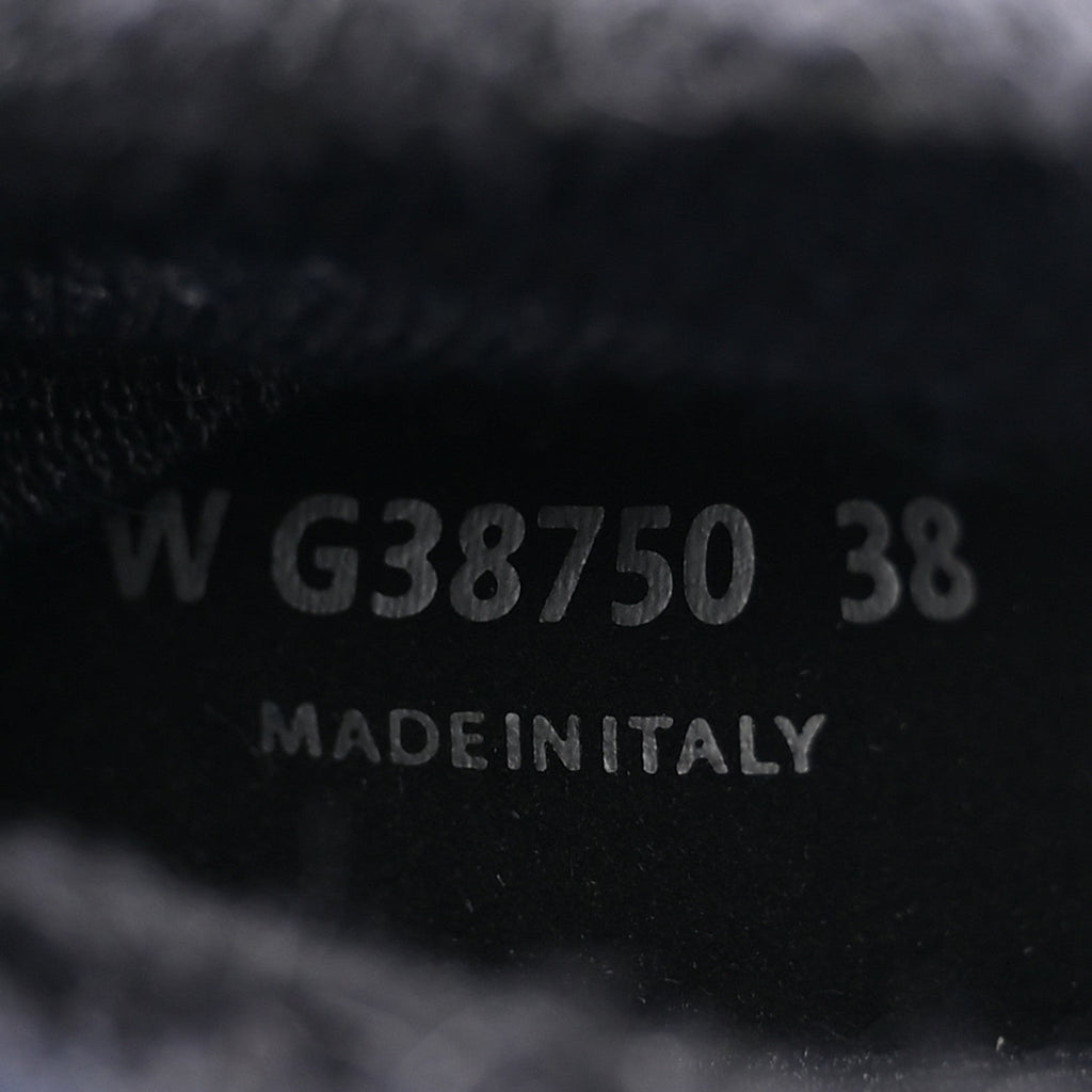 Knit Fabric Suede Calfskin Womens CC Sneakers 38 Navy Black