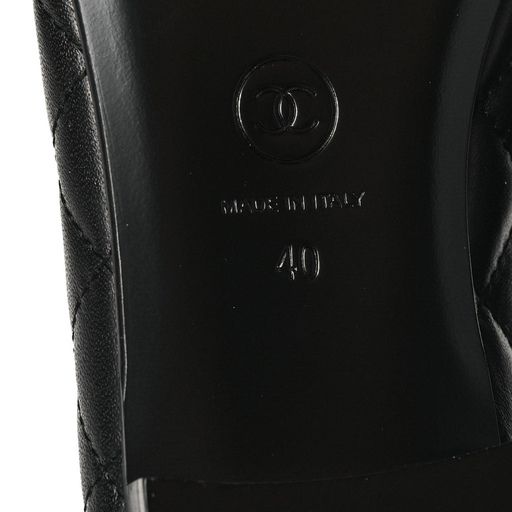 Calfskin Quilted CC Cap Toe Ballerina Flats 40 Black