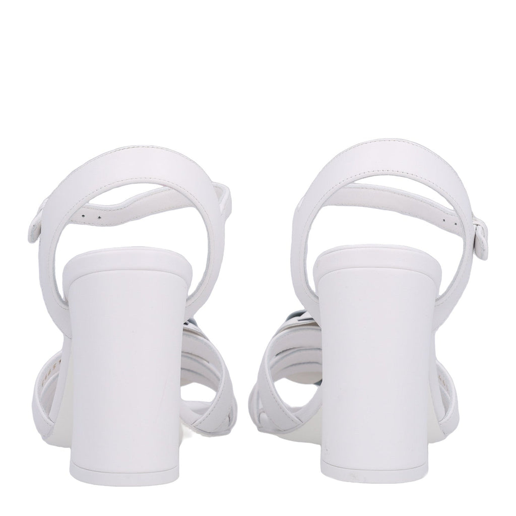 Lambskin Camellia Sandals 39 White