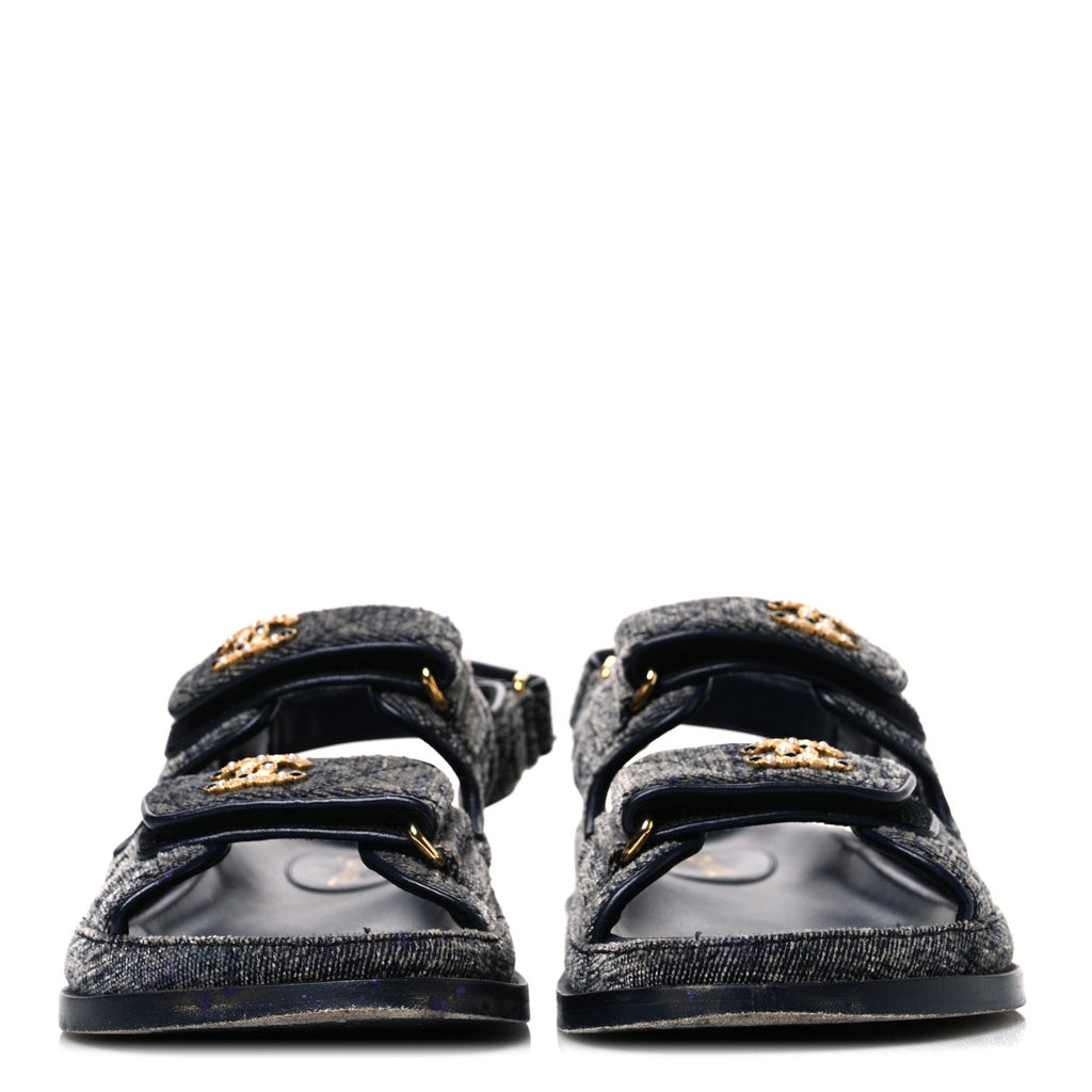 Velvet Velcro Dad Sandals 36 Grey