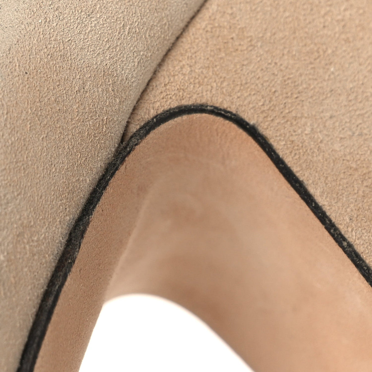 Suede Satin Cap Toe Low Heel Pumps 36 Beige Black