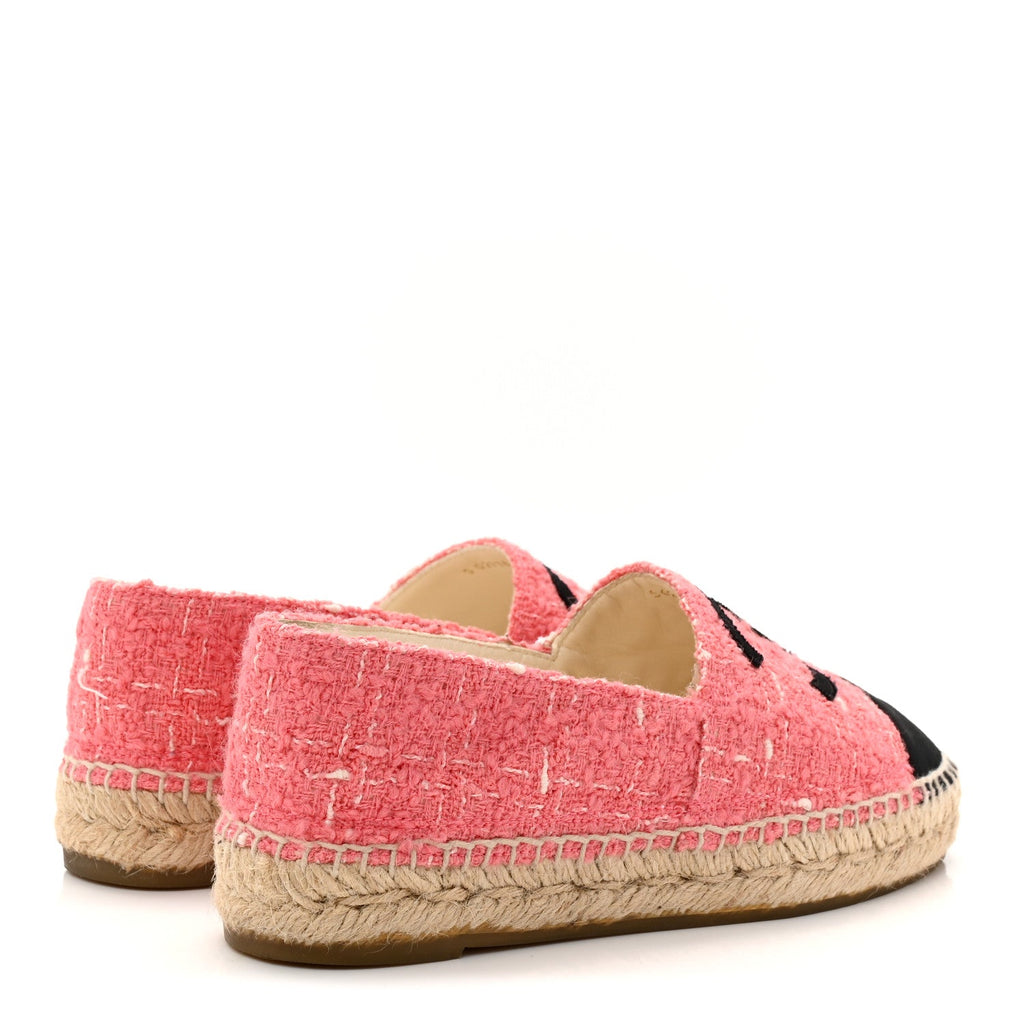 Tweed Grosgrain CC Espadrilles 35 Pink