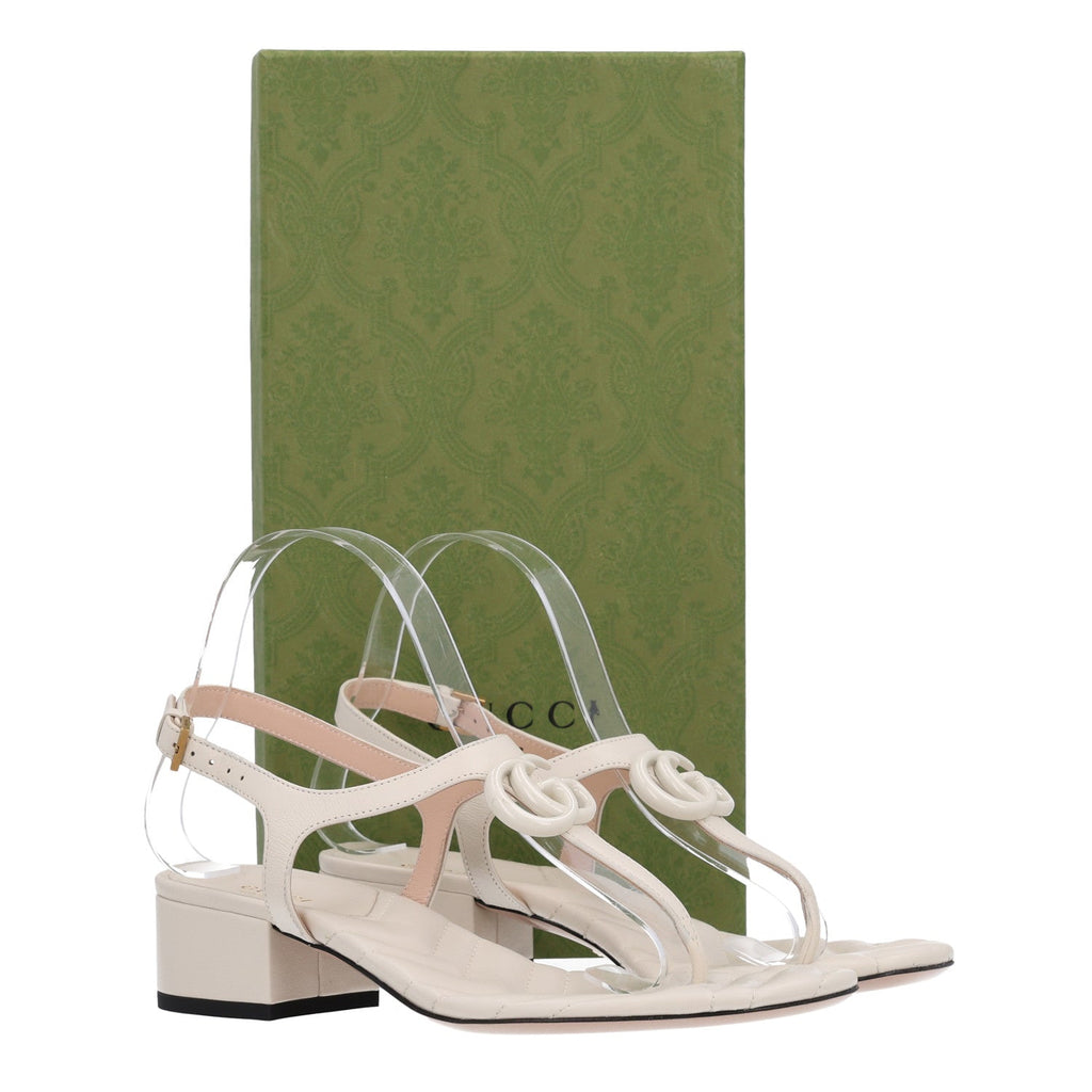 Nappa Matelasse Double G 35mm Thong Sandals 38 Mystic White