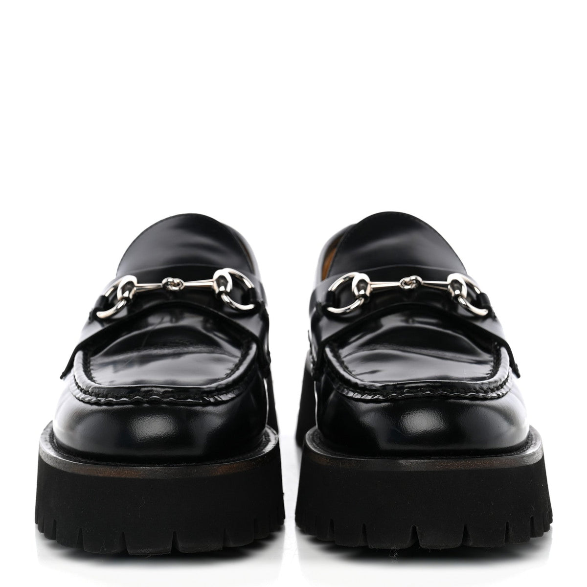 Cordovan Lux Womens Horsebit 45mm Platform Loafers 39 Black