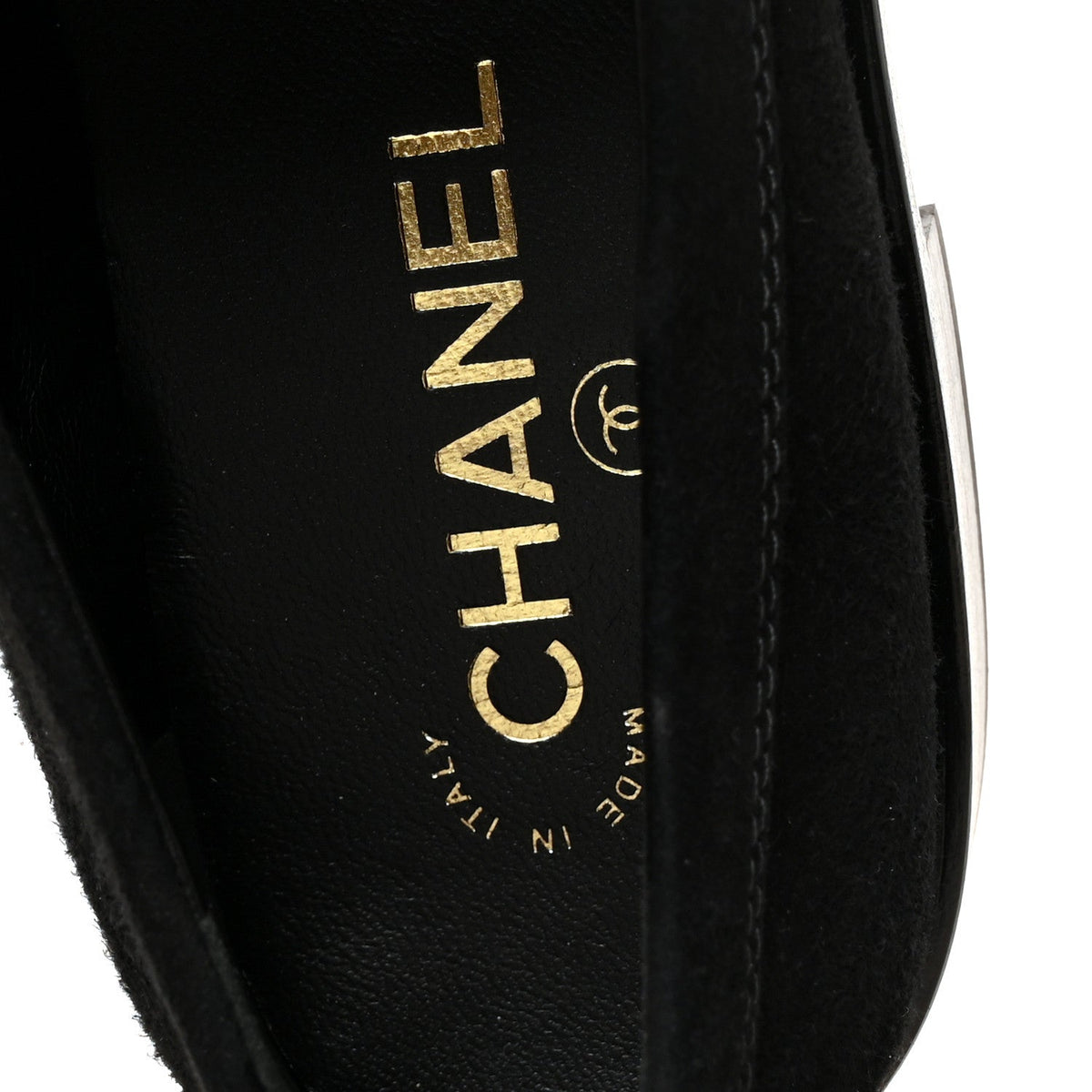 Suede Kidskin Crystal CC Loafers 38 Black
