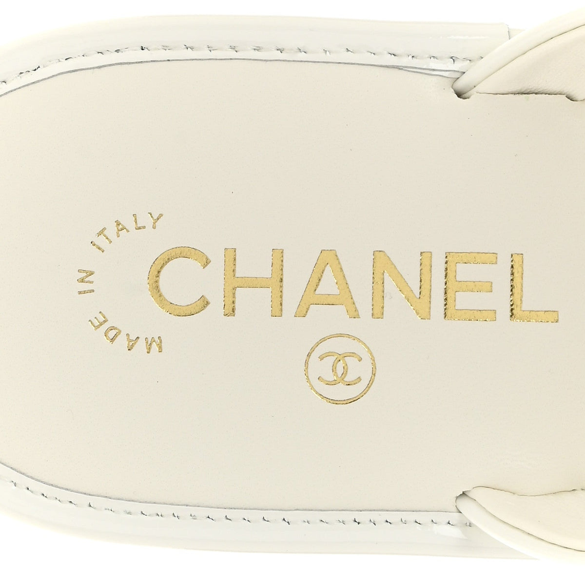 Patent Calfskin Camellia Thong Sandals 37.5 White