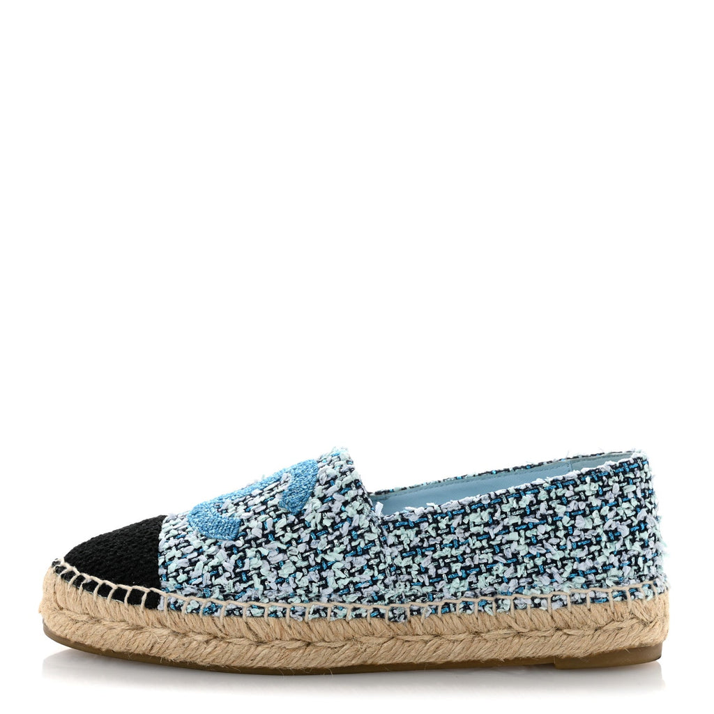 Tweed CC Espadrilles 36 Navy Blue Green Blue