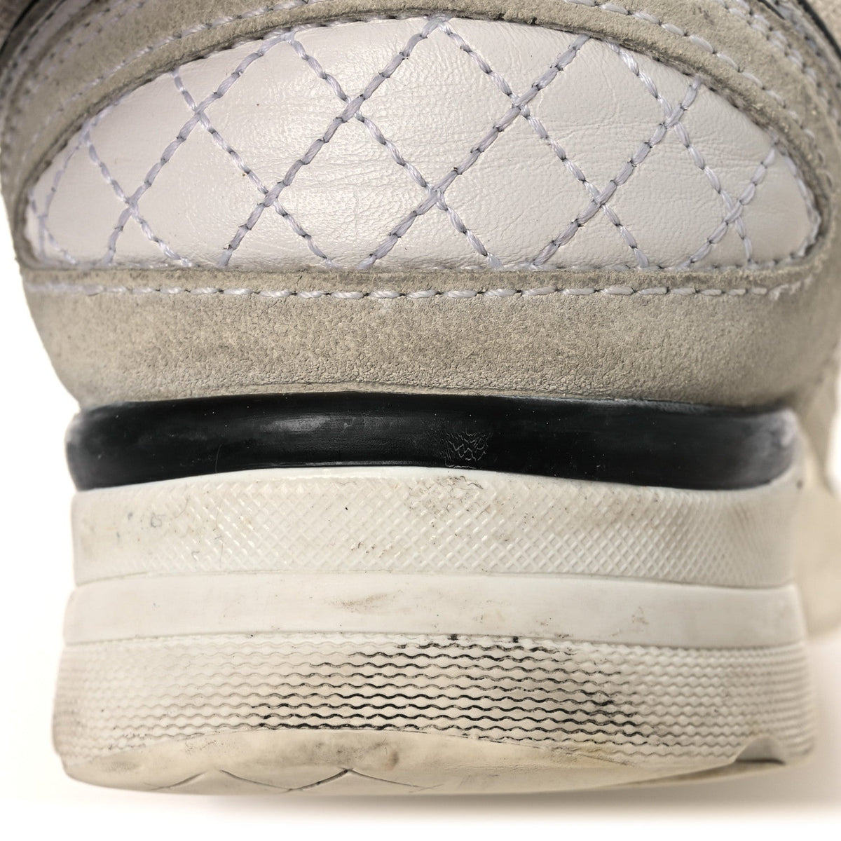 Mesh Suede Calfskin Grosgrain Womens CC Sneakers 37.5 White Black