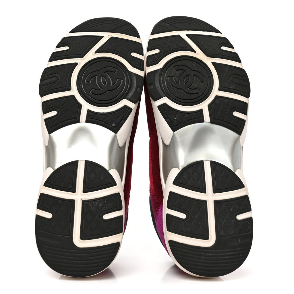 Suede Calfskin CC Sneakers 40 Burgundy Red