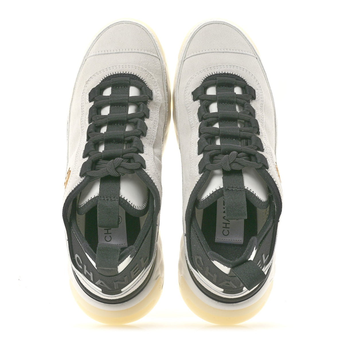 Suede Calfskin Nylon Grosgrain CC Sneakers 38 White