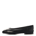 Lambskin Cap Toe CC Uniform Ballerina Flats 37 Black