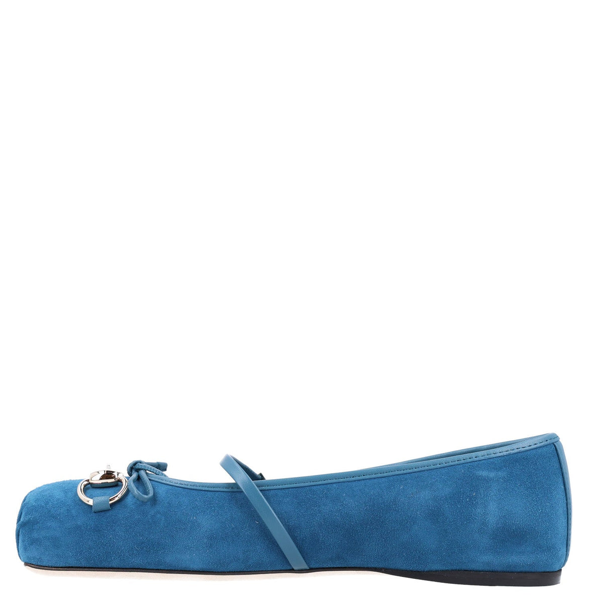 Kid Scamosciato Nappa Camargue Horsebit Ballet Flats 37 Deep Acqua