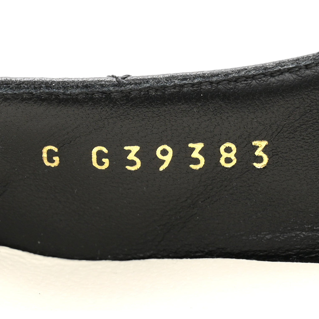 Lambskin Patent Quilted Cap Toe Mary Jane Flats 36 Black