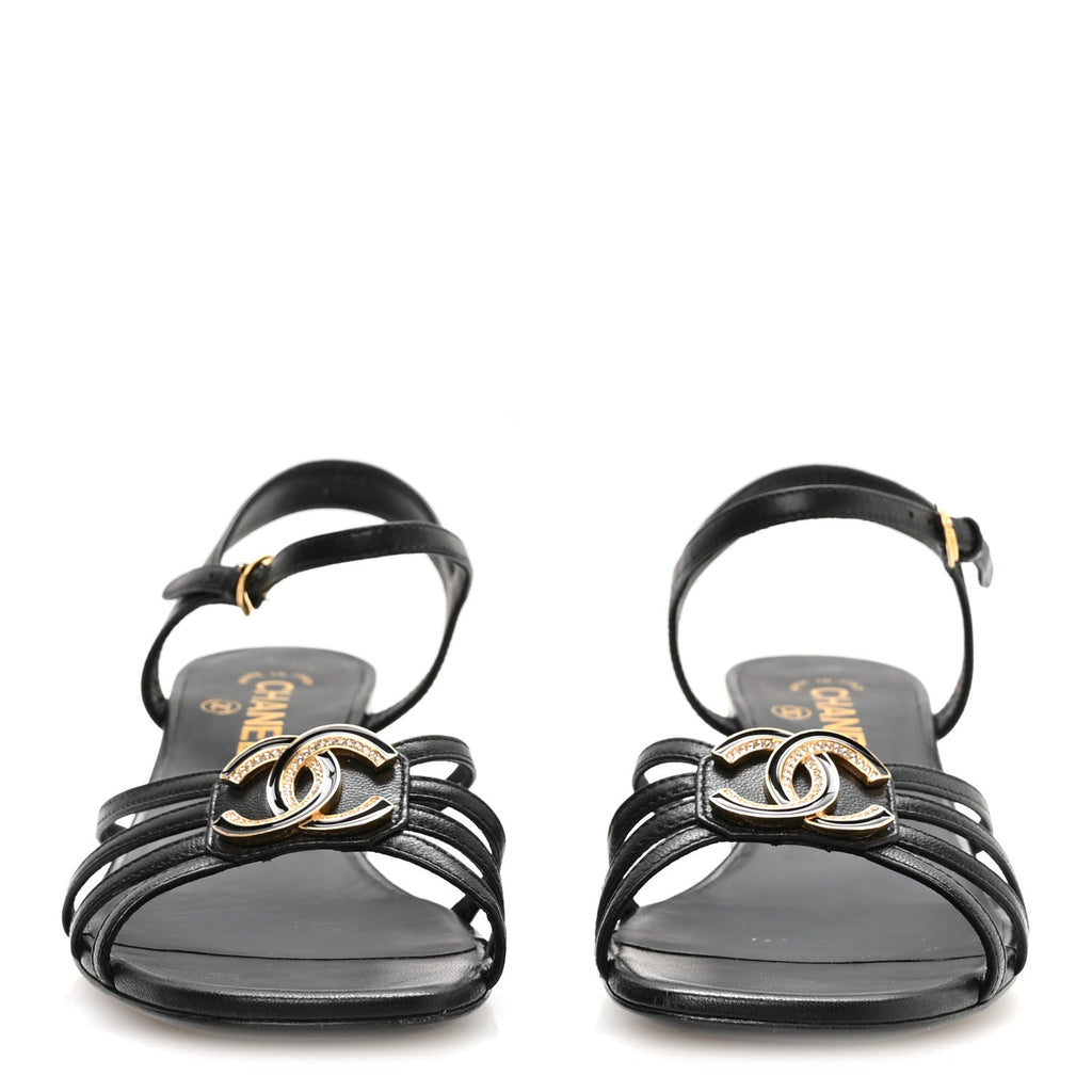 Lambskin Crystal CC Sandals 37.5 White